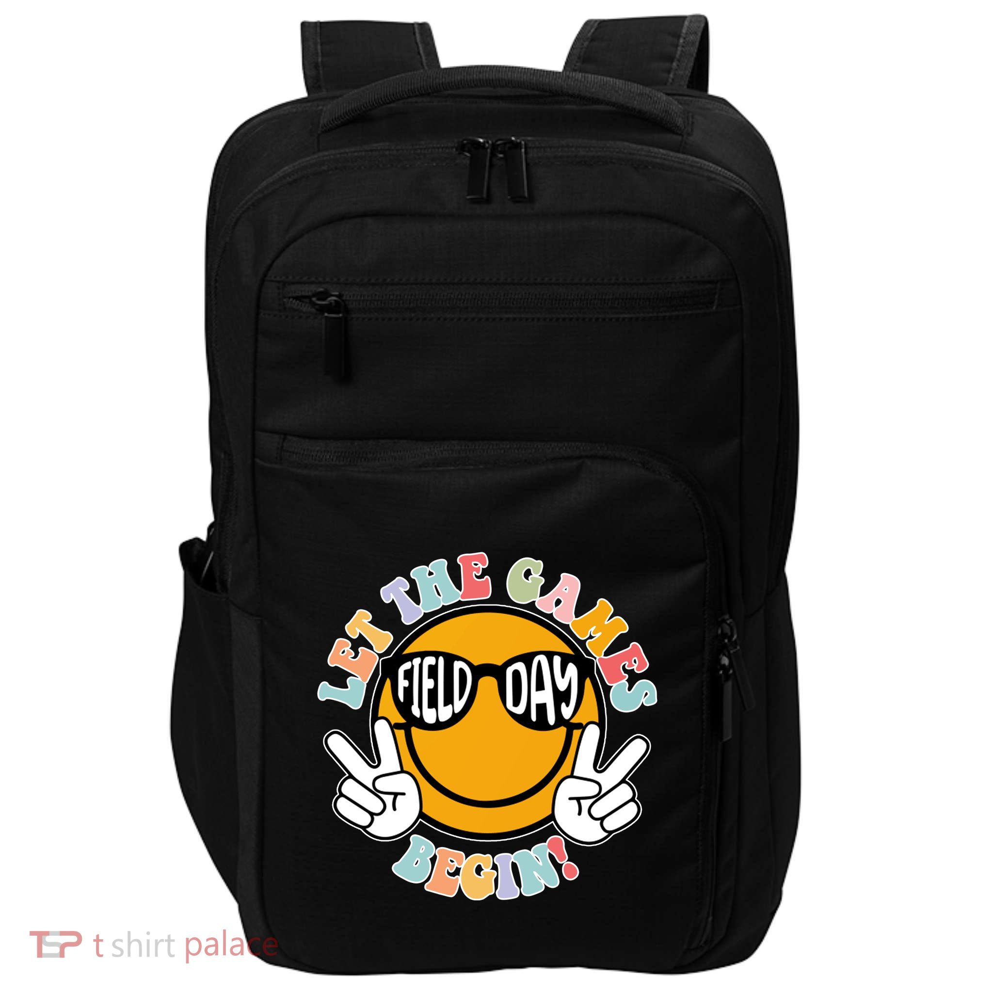 Let The Games Begin Field Day Smile Face Impact Tech Backpack