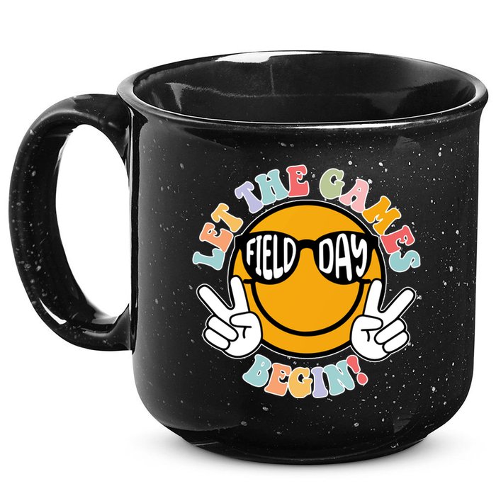 Let The Games Begin Field Day Smile Face 15oz Campfire Ceramic Mug