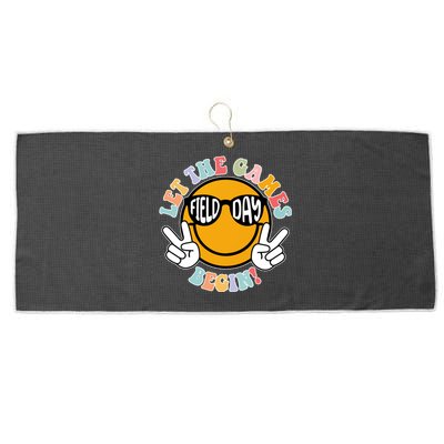 Let The Games Begin Field Day Smile Face Large Microfiber Waffle Golf Towel