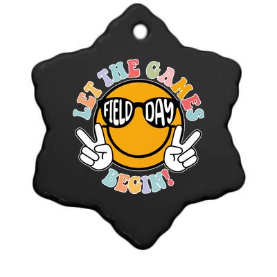 Let The Games Begin Field Day Smile Face Ceramic Star Ornament