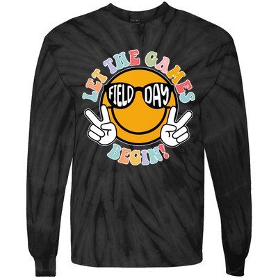 Let The Games Begin Field Day Smile Face Tie-Dye Long Sleeve Shirt