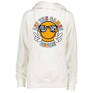 Let The Games Begin Field Day Smile Face Womens Funnel Neck Pullover Hood