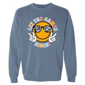 Let The Games Begin Field Day Smile Face Garment-Dyed Sweatshirt