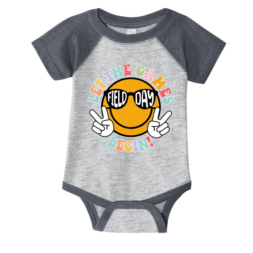 Let The Games Begin Field Day Smile Face Infant Baby Jersey Bodysuit