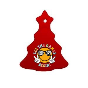 Let The Games Begin Field Day Smile Face Ceramic Tree Ornament