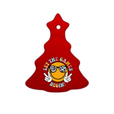 Let The Games Begin Field Day Smile Face Ceramic Tree Ornament