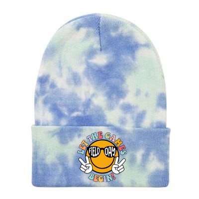 Let The Games Begin Field Day Smile Face Tie Dye 12in Knit Beanie