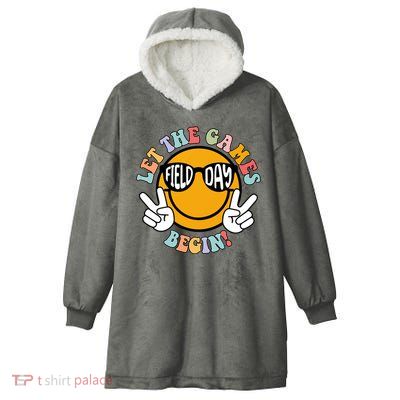 Let The Games Begin Field Day Smile Face Hooded Wearable Blanket