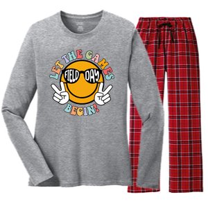 Let The Games Begin Field Day Smile Face Women's Long Sleeve Flannel Pajama Set 