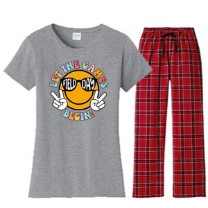 Let The Games Begin Field Day Smile Face Women's Flannel Pajama Set