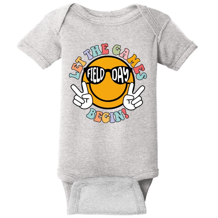 Let The Games Begin Field Day Smile Face Baby Bodysuit