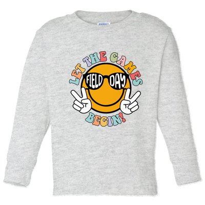 Let The Games Begin Field Day Smile Face Toddler Long Sleeve Shirt