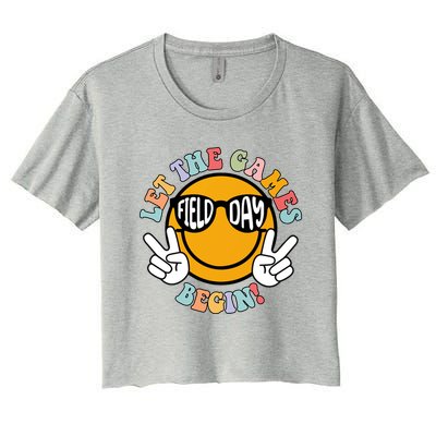 Let The Games Begin Field Day Smile Face Crop Top