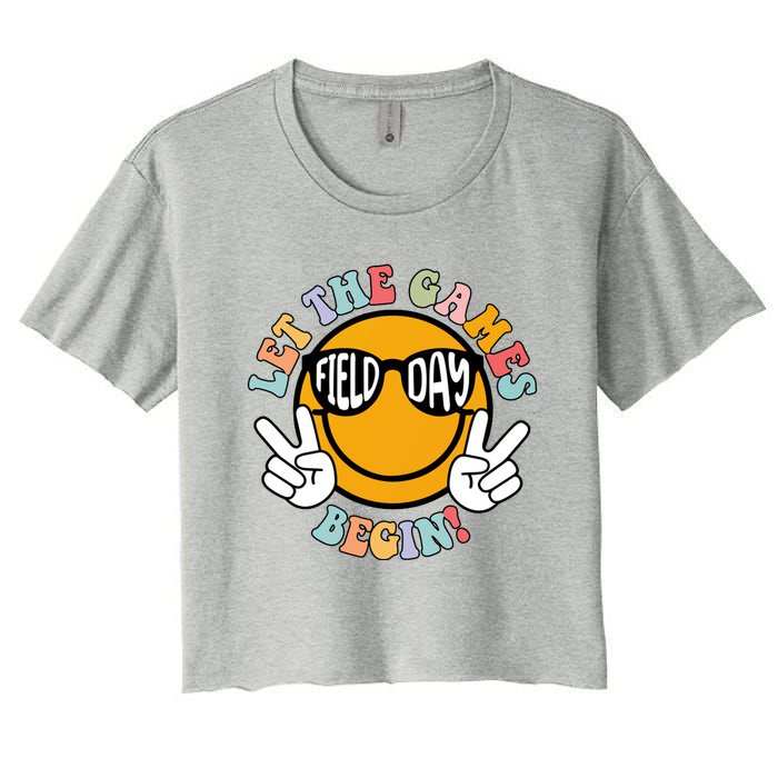 Let The Games Begin Field Day Smile Face Crop Top