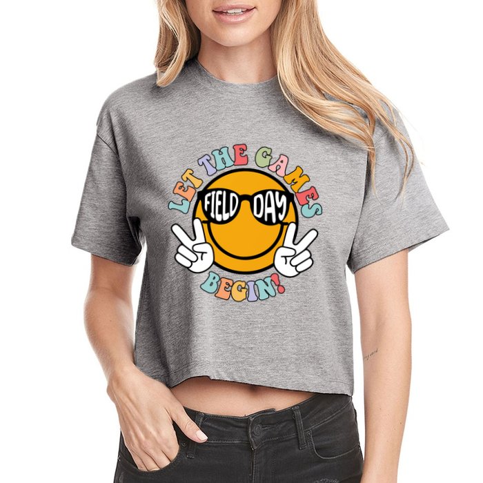 Let The Games Begin Field Day Smile Face Crop Top