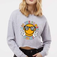 Let The Games Begin Field Day Smile Face Cropped Pullover Crew