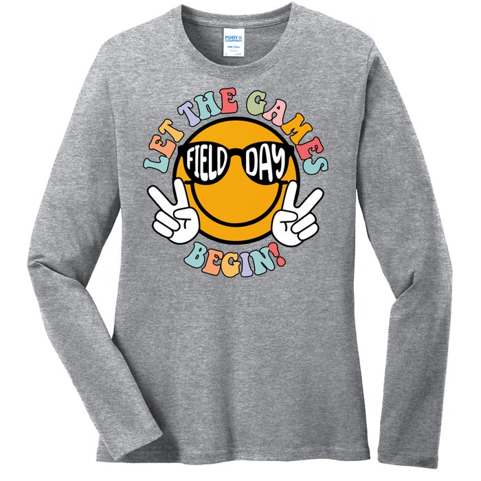 Let The Games Begin Field Day Smile Face Ladies Long Sleeve Shirt