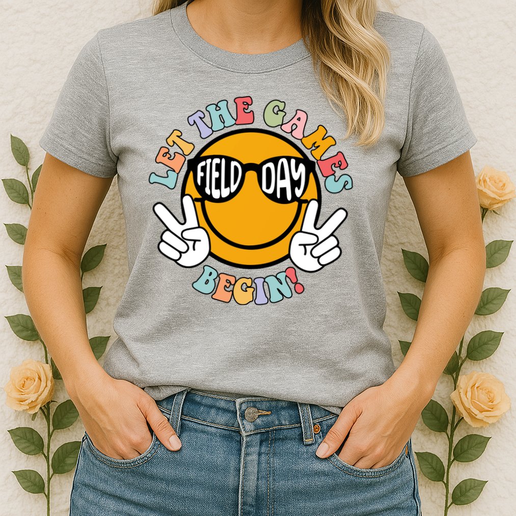 Let The Games Begin Field Day Smile Face Womens T-Shirt