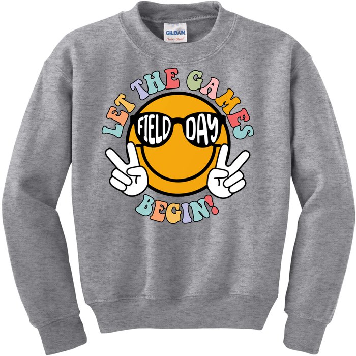 Let The Games Begin Field Day Smile Face Kids Sweatshirt