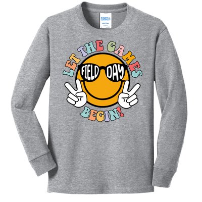 Let The Games Begin Field Day Smile Face Kids Long Sleeve Shirt