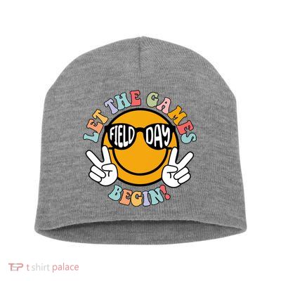 Let The Games Begin Field Day Smile Face Short Acrylic Beanie