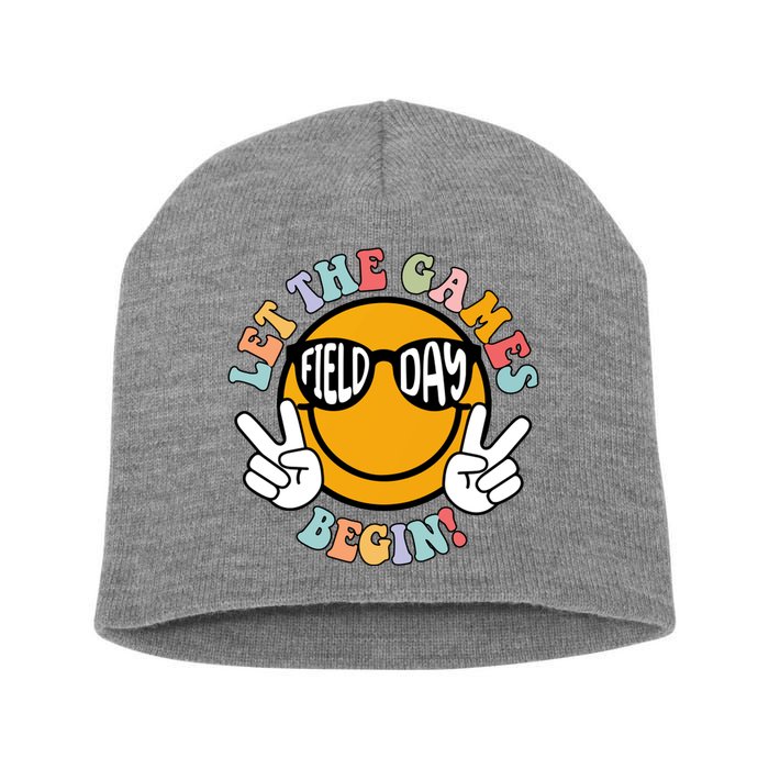 Let The Games Begin Field Day Smile Face Short Acrylic Beanie