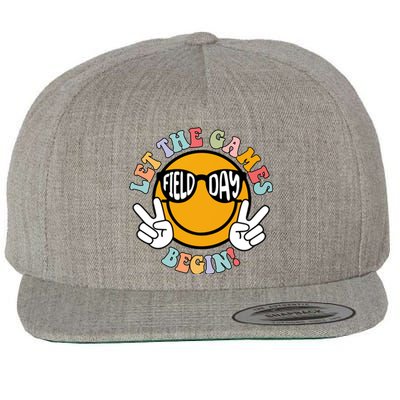 Let The Games Begin Field Day Smile Face Wool Snapback Cap