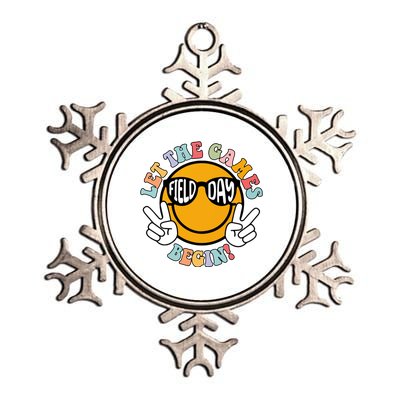 Let The Games Begin Field Day Smile Face Metallic Star Ornament