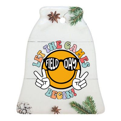 Let The Games Begin Field Day Smile Face Ceramic Bell Ornament