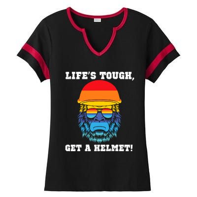 LifeS Tough Get A Helmet Funny Sarcastic Retro Quote Ladies Halftime Notch Neck Tee