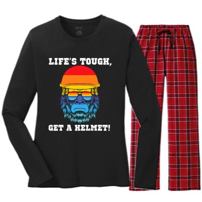 LifeS Tough Get A Helmet Funny Sarcastic Retro Quote Women's Long Sleeve Flannel Pajama Set 