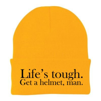 Lifes Tough Get A Helmet Man Funny Vintage Gift Knit Cap Winter Beanie