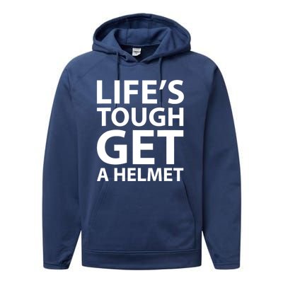 LifeS Tough Get A Helmet Man Funny Vintage Performance Fleece Hoodie