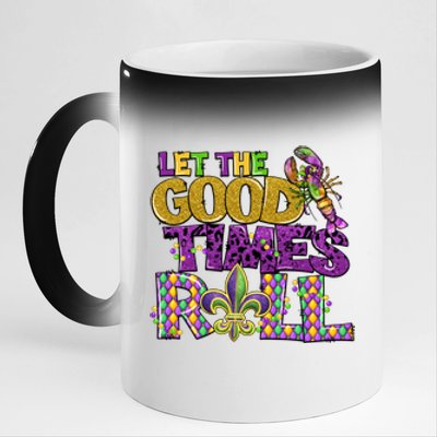 Let The Good Times Roll Mardi Gras Fat Tuesday Gift Fleur De Lis 11oz Black Color Changing Mug