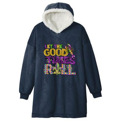 Let The Good Times Roll Mardi Gras Fat Tuesday Gift Fleur De Lis Hooded Wearable Blanket