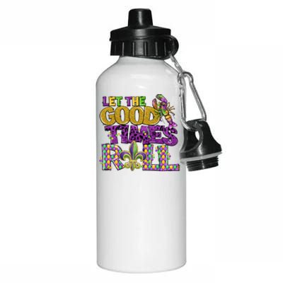 Let The Good Times Roll Mardi Gras Fat Tuesday Gift Fleur De Lis Aluminum Water Bottle