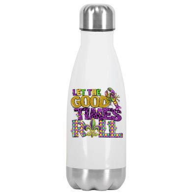 Let The Good Times Roll Mardi Gras Fat Tuesday Gift Fleur De Lis Stainless Steel Insulated Water Bottle