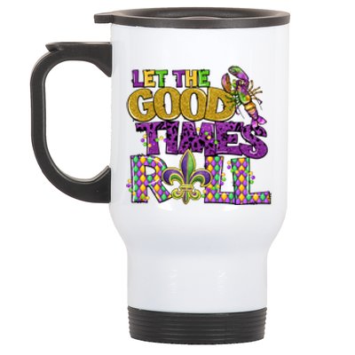 Let The Good Times Roll Mardi Gras Fat Tuesday Gift Fleur De Lis Stainless Steel Travel Mug