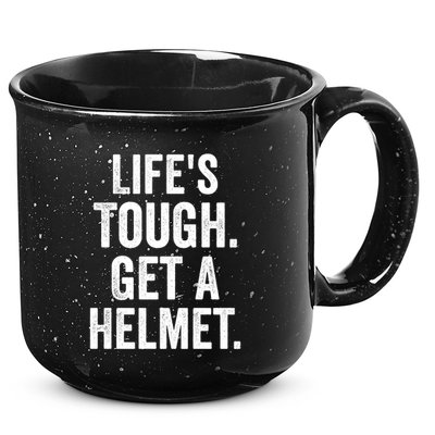 LifeS Tough Get A Helmet Man Funny Vintage 15oz Campfire Ceramic Mug