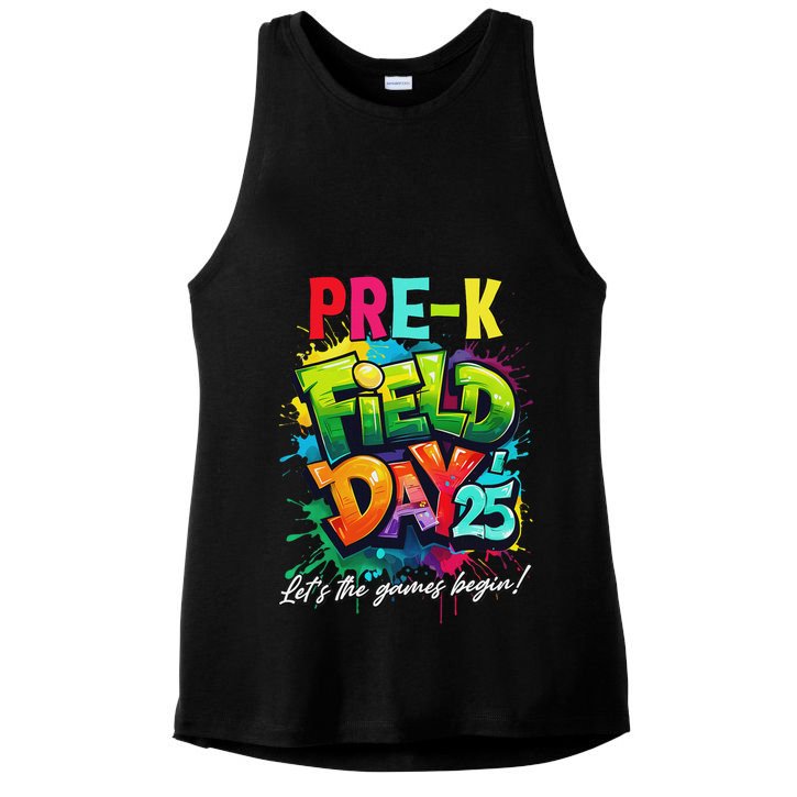 Let The Games Begin Pre K Field Day 2025 Teacher Ladies PosiCharge Tri-Blend Wicking Tank
