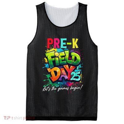 Let The Games Begin Pre K Field Day 2025 Teacher Mesh Reversible Basketball Jersey Tank
