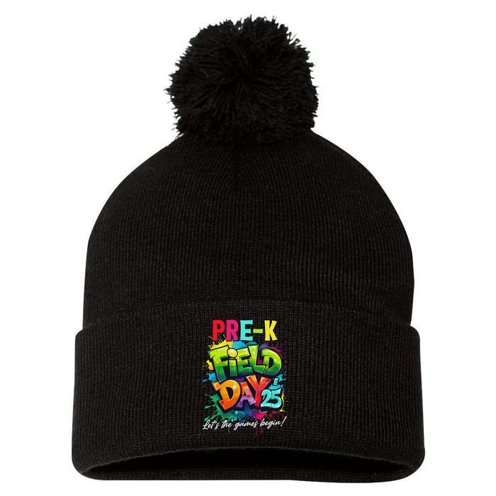 Let The Games Begin Pre K Field Day 2025 Teacher Pom Pom 12in Knit Beanie