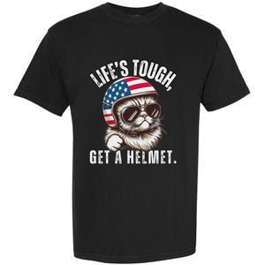 LifeS Tough Get A Helmet Funny Cat Garment-Dyed Heavyweight T-Shirt