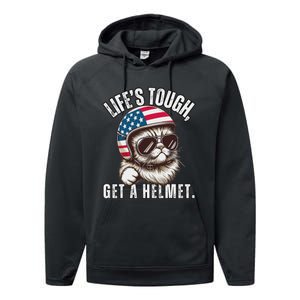 LifeS Tough Get A Helmet Funny Cat Performance Fleece Hoodie