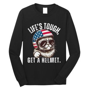 LifeS Tough Get A Helmet Funny Cat Long Sleeve Shirt