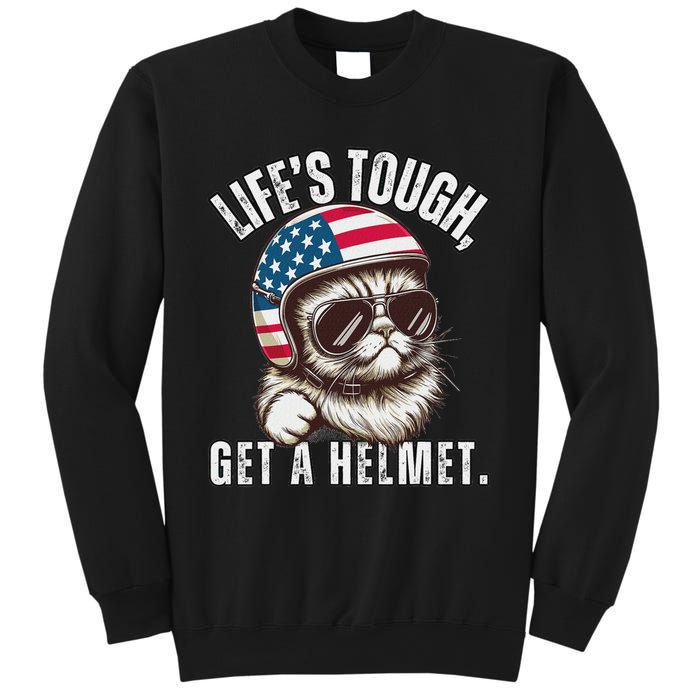 LifeS Tough Get A Helmet Funny Cat Sweatshirt