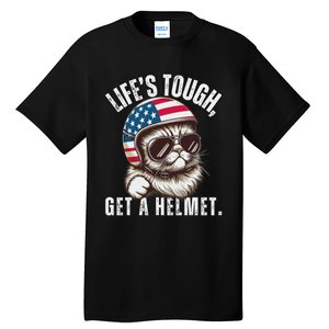 LifeS Tough Get A Helmet Funny Cat Tall T-Shirt