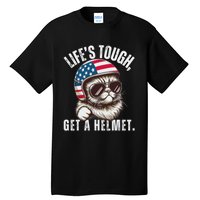 LifeS Tough Get A Helmet Funny Cat Tall T-Shirt