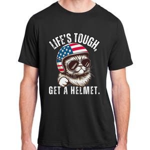 LifeS Tough Get A Helmet Funny Cat Adult ChromaSoft Performance T-Shirt