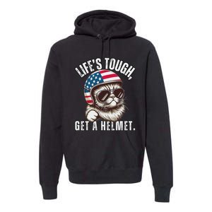 LifeS Tough Get A Helmet Funny Cat Premium Hoodie